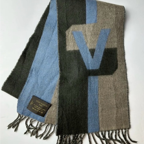 Louis Vuitton Bicolor Scarf Cashmere Wool Men Women LV - Picture 1 of 7